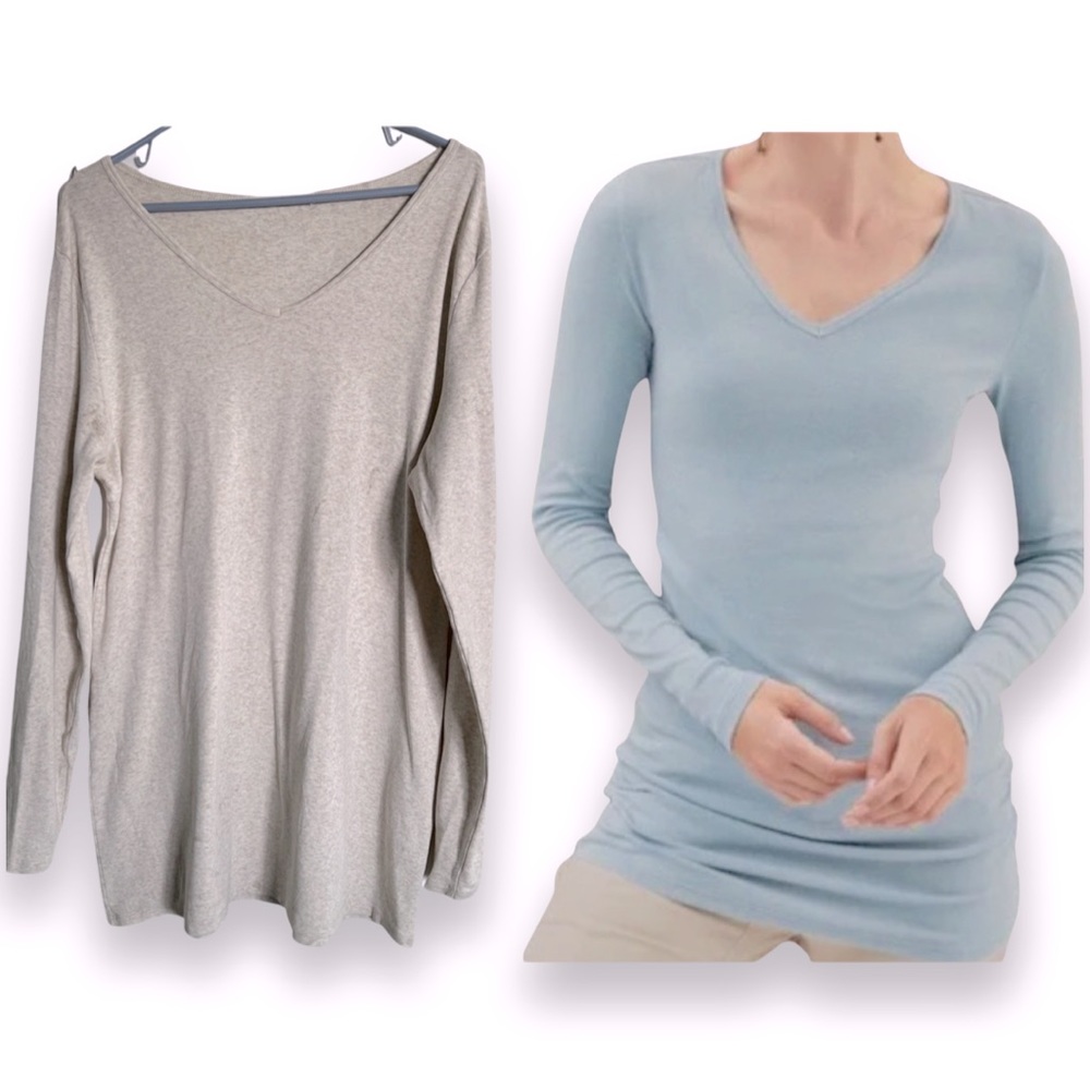 Peruvian Connection Oatmeal Long Sleeve Long Tunic Tee Top Shirt Size XL
